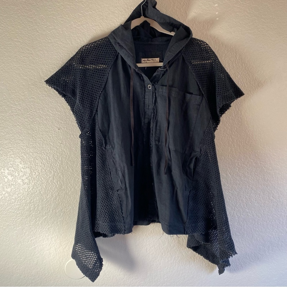 New Free People We The Free Mesh Button Up Hoodie Button Down Top